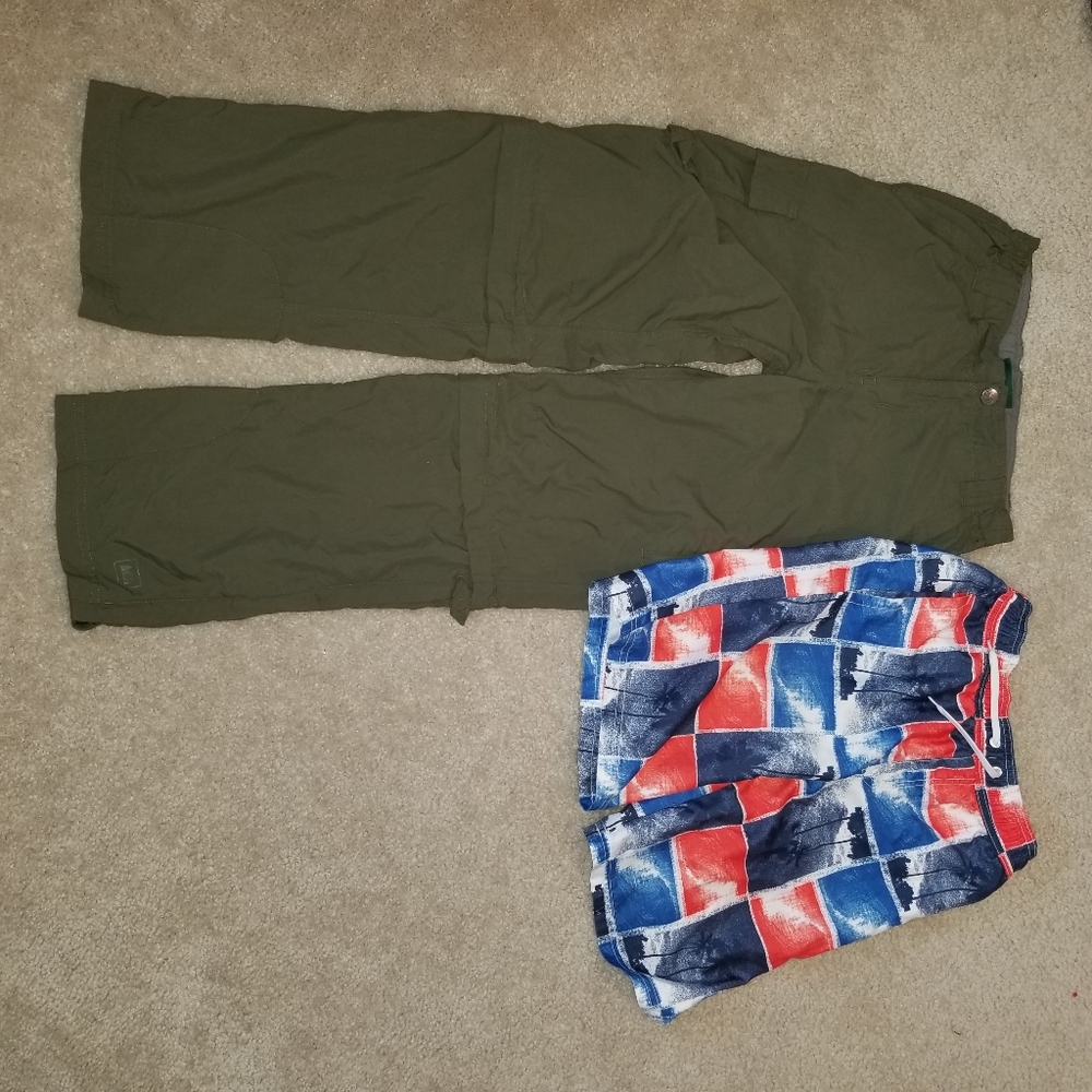 Boy summer spring clothes lot hiking fishing convertible zip off pants shorts 10